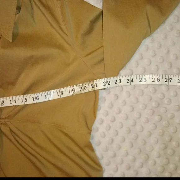 New York & Company Mini Dress Size 12 Classy Khaki Stretch Button Up - Picture 12 of 13